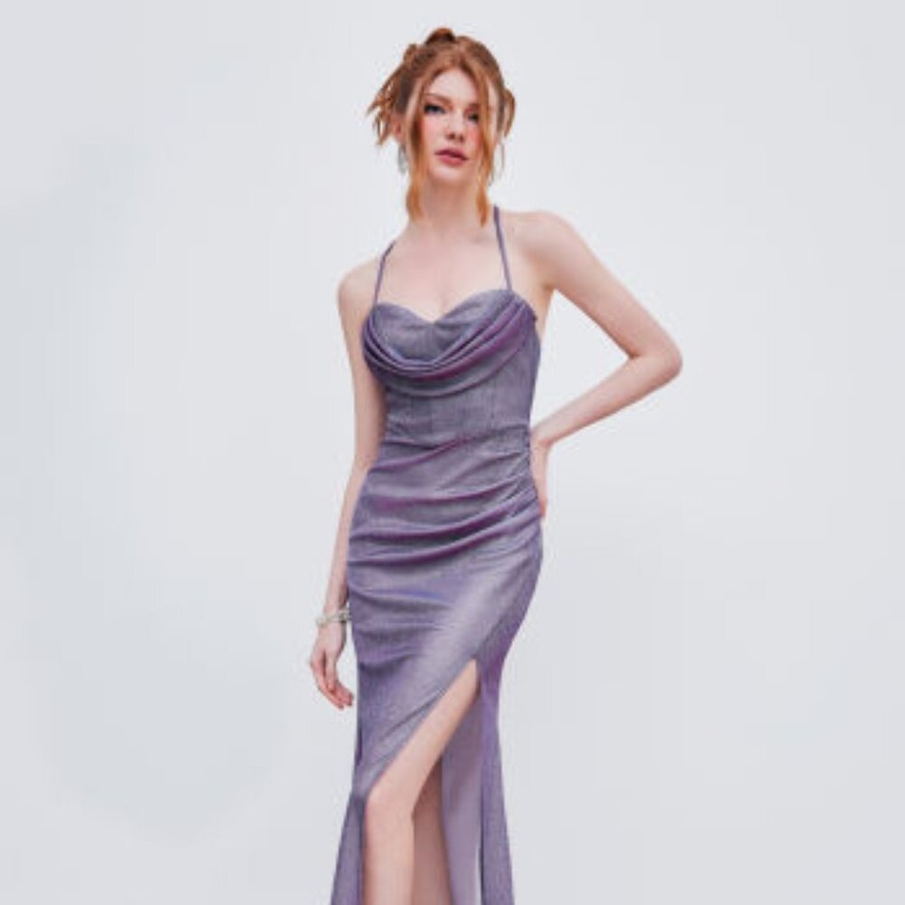 Purple Sparkle Corset Dress with tie back for a Formal - Never Worn -  Size M